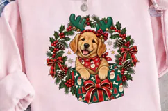 Christmas Puppy Wreath PNG Shirt Design Product Image 3