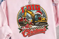 I Dig Christmas Excavator PNG Shirt Product Image 3