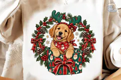 Christmas Puppy Wreath PNG Shirt Design Product Image 4