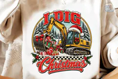 I Dig Christmas Excavator PNG Shirt Product Image 4