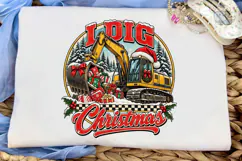 I Dig Christmas Excavator PNG Shirt Product Image 5