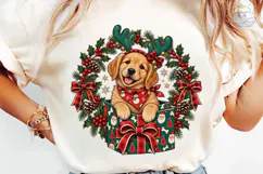 Christmas Puppy Wreath PNG Shirt Design Product Image 6