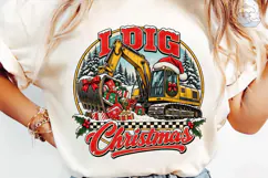 I Dig Christmas Excavator PNG Shirt Product Image 6