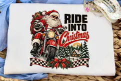 Ride Into Christmas Santa Biker PNG Tee Product Image 5