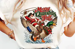 Merry Quackmas Yall Santa Duck PNG Tee Product Image 6