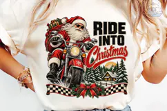 Ride Into Christmas Santa Biker PNG Tee Product Image 6