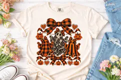 Halloween Ghost Bow Plaid PNG Shirt Product Image 2