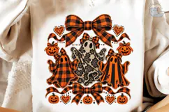 Halloween Ghost Bow Plaid PNG Shirt Product Image 1