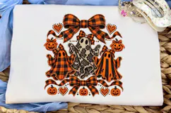 Halloween Ghost Bow Plaid PNG Shirt Product Image 5
