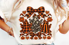 Halloween Ghost Bow Plaid PNG Shirt Product Image 6