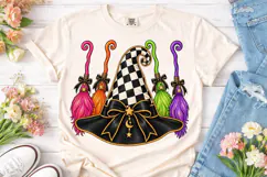 Witch Hat Broomstick Halloween PNG Tee Product Image 2
