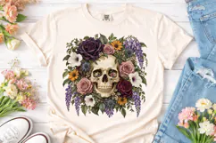 Floral Skull Boho PNG Sublimation Tee Product Image 2