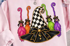 Witch Hat Broomstick Halloween PNG Tee Product Image 3