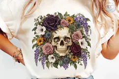 Floral Skull Boho PNG Sublimation Tee Product Image 6