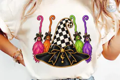 Witch Hat Broomstick Halloween PNG Tee Product Image 6