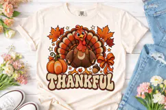 Thankful Turkey Thanksgiving PNG Shirt Product Image 2