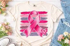 Breast Cancer Awareness Ribbon PNG Tee Product Image 2
