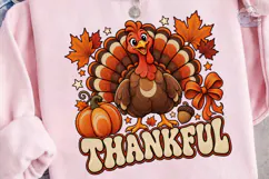 Thankful Turkey Thanksgiving PNG Shirt Product Image 3
