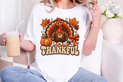 Thankful Turkey Thanksgiving PNG Shirt Product Image 1