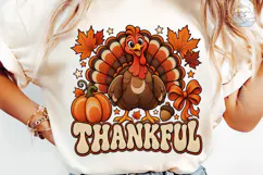 Thankful Turkey Thanksgiving PNG Shirt Product Image 6