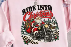 Ride Into Christmas Santa Biker PNG Tee Product Image 2