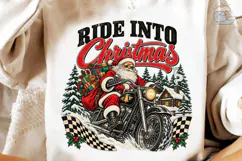 Ride Into Christmas Santa Biker PNG Tee Product Image 3