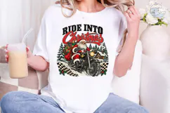 Ride Into Christmas Santa Biker PNG Tee Product Image 4