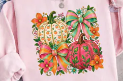 Coquette Pumpkin Floral PNG Shirt Design Product Image 3