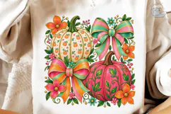 Coquette Pumpkin Floral PNG Shirt Design Product Image 4