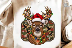 Christmas Deer Santa Hat PNG Sublimation Product Image 4
