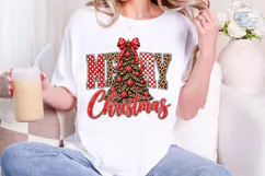 Merry Christmas Tree PNG Sublimation Tee Product Image 1