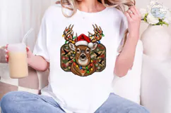Christmas Deer Santa Hat PNG Sublimation Product Image 1