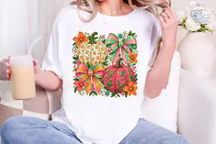 Coquette Pumpkin Floral PNG Shirt Design Product Image 1