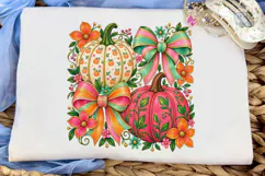 Coquette Pumpkin Floral PNG Shirt Design Product Image 5