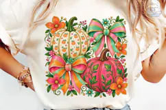 Coquette Pumpkin Floral PNG Shirt Design Product Image 6