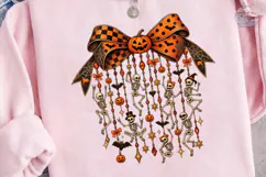 Halloween Skeleton Bow PNG Shirt Design Product Image 3