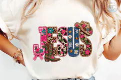 Jesus Western Floral PNG Sublimation Tee Product Image 6