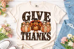 Give Thanks Pumpkin Turkey PNG Shirt Product Image 2