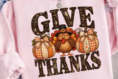Give Thanks Pumpkin Turkey PNG Shirt Product Image 3