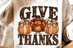 Give Thanks Pumpkin Turkey PNG Shirt Product Image 4