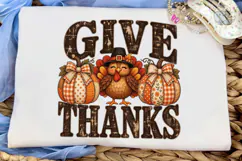 Give Thanks Pumpkin Turkey PNG Shirt Product Image 5