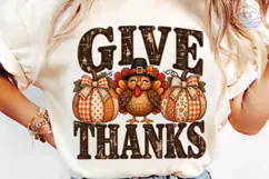 Give Thanks Pumpkin Turkey PNG Shirt Product Image 6