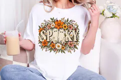 Spooky Ghosts Autumn Flowers PNG Shirt Product Image 4