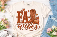 Fall Vibes Pumpkin Boot PNG Shirt Design Product Image 2