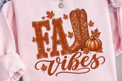 Fall Vibes Pumpkin Boot PNG Shirt Design Product Image 3
