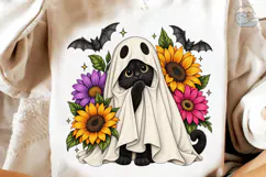 Ghost Cat Sunflower PNG Sublimation Desi Product Image 4