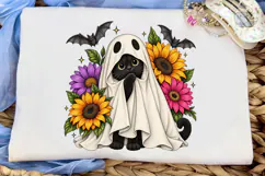 Ghost Cat Sunflower PNG Sublimation Desi Product Image 5