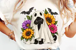 Ghost Cat Sunflower PNG Sublimation Desi Product Image 6
