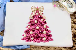 Pink Leopard Christmas Tree PNG Sublimat Product Image 6