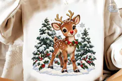 Cute Reindeer Snow PNG Sublimation Desig Product Image 4